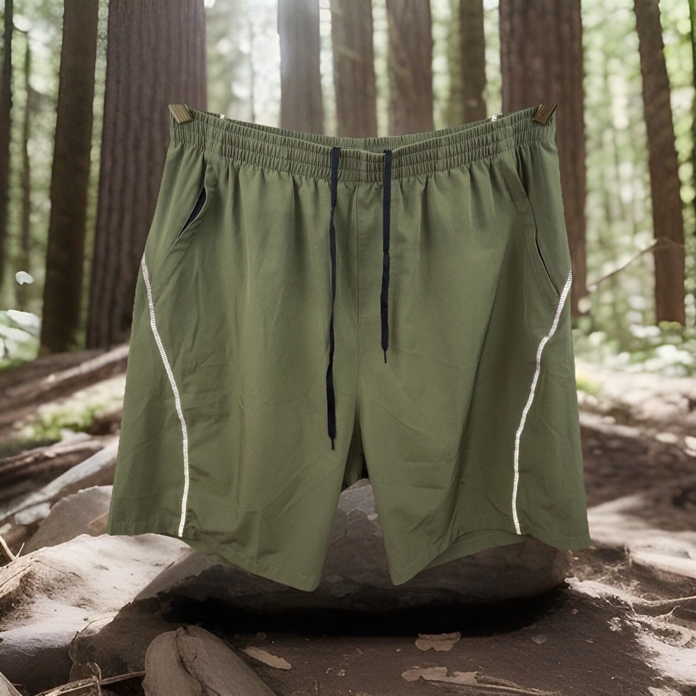 Priessei‎ Athletic Shorts Men's Sz XL Army Green Zip Front Pockets